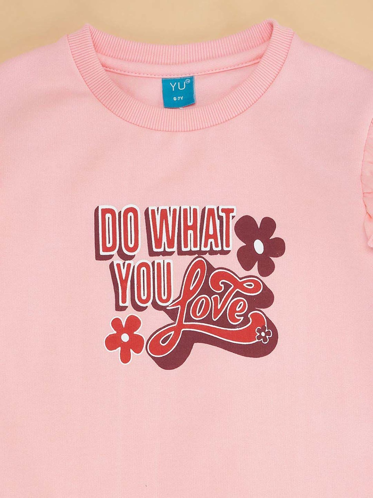 YU by Pantaloons Kids Pink Printed Full Sleeves Sweatshirt
