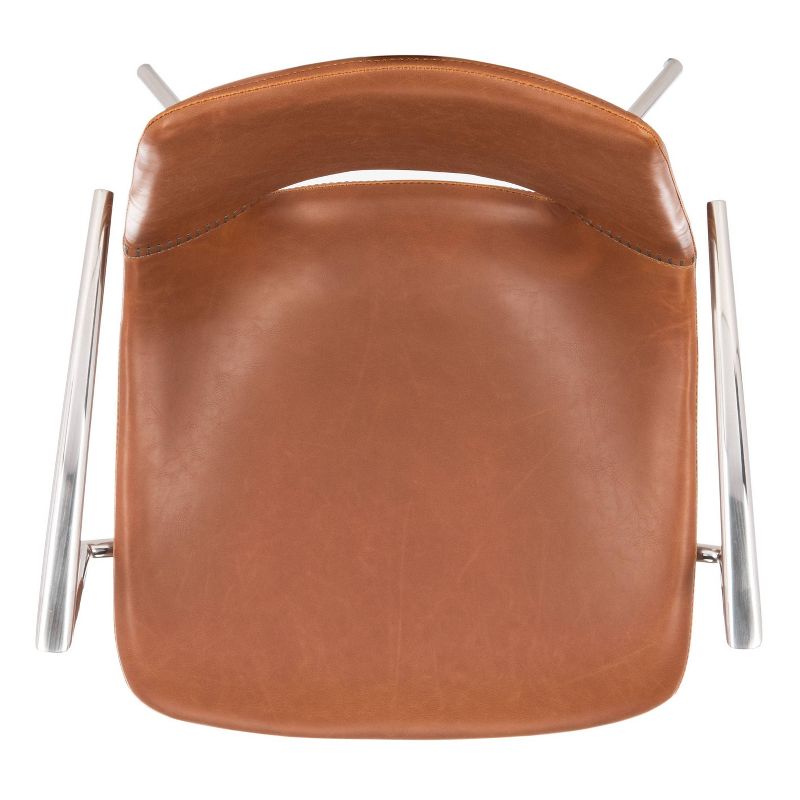 Dawn Mid-Century Swivel Office Armchair Cognac/Stainless Steel - Safavieh