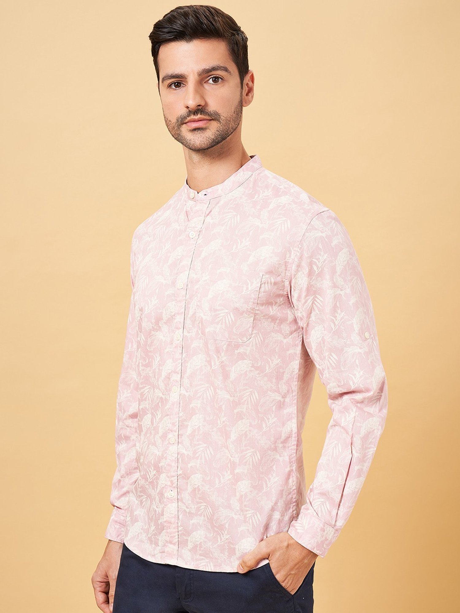 Byford by Pantaloons Crystal Rose Cotton Slim Fit Printed Shirt