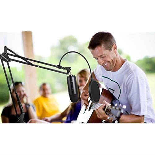 Microphone Stand with Mic Pop Filter Shock Mount Adjustable Mic Boom Scissor Arm Stands for Blue Yeti SnowballRadio Broadcasting and Recording