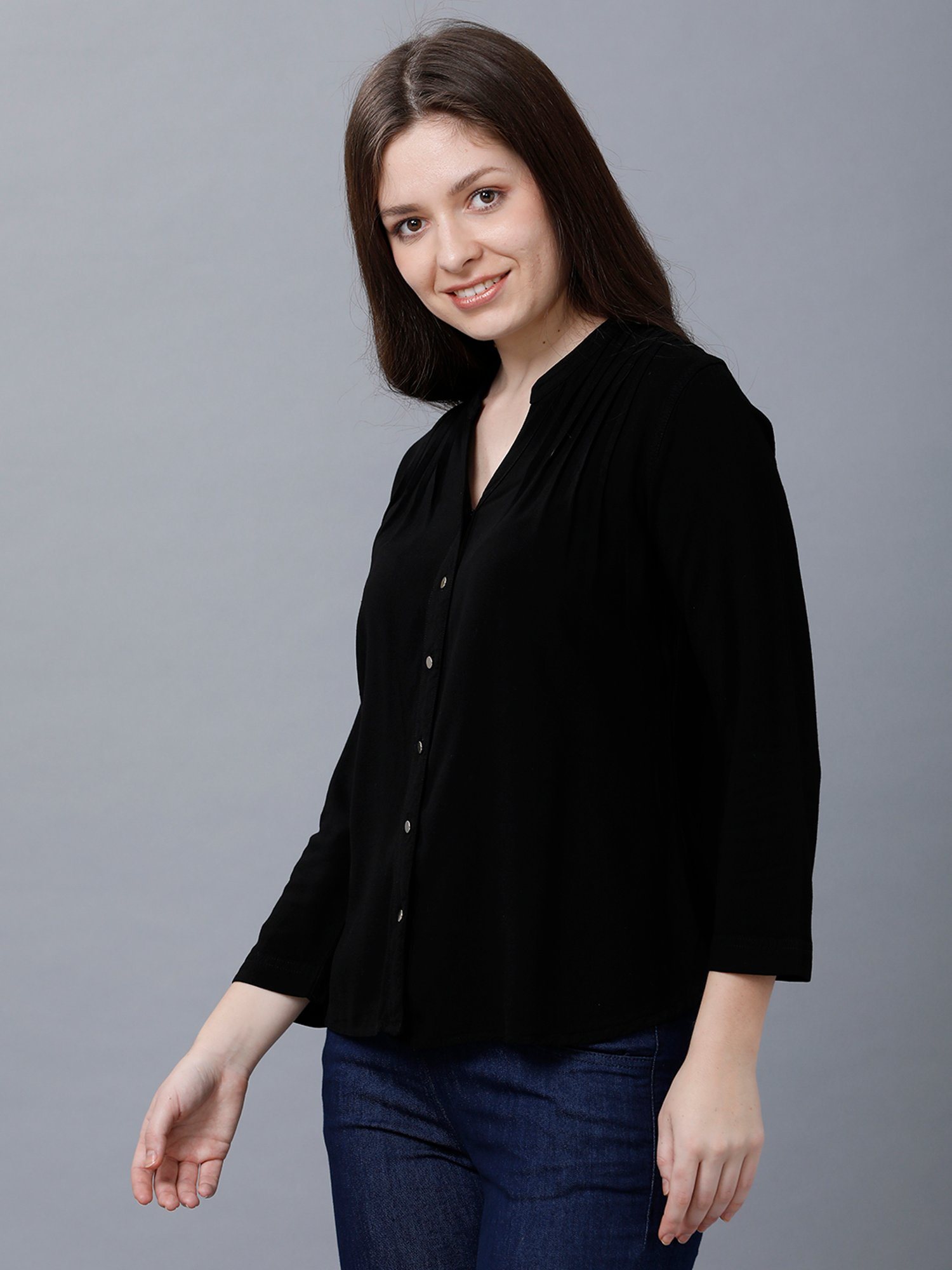 Identiti Black Viscose Slim Fit Shirt