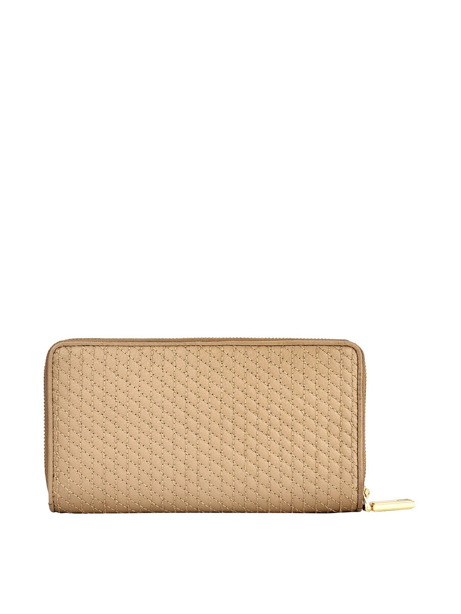 Eske Sophie Stone Brown Textured Zip Around Wallet for Women