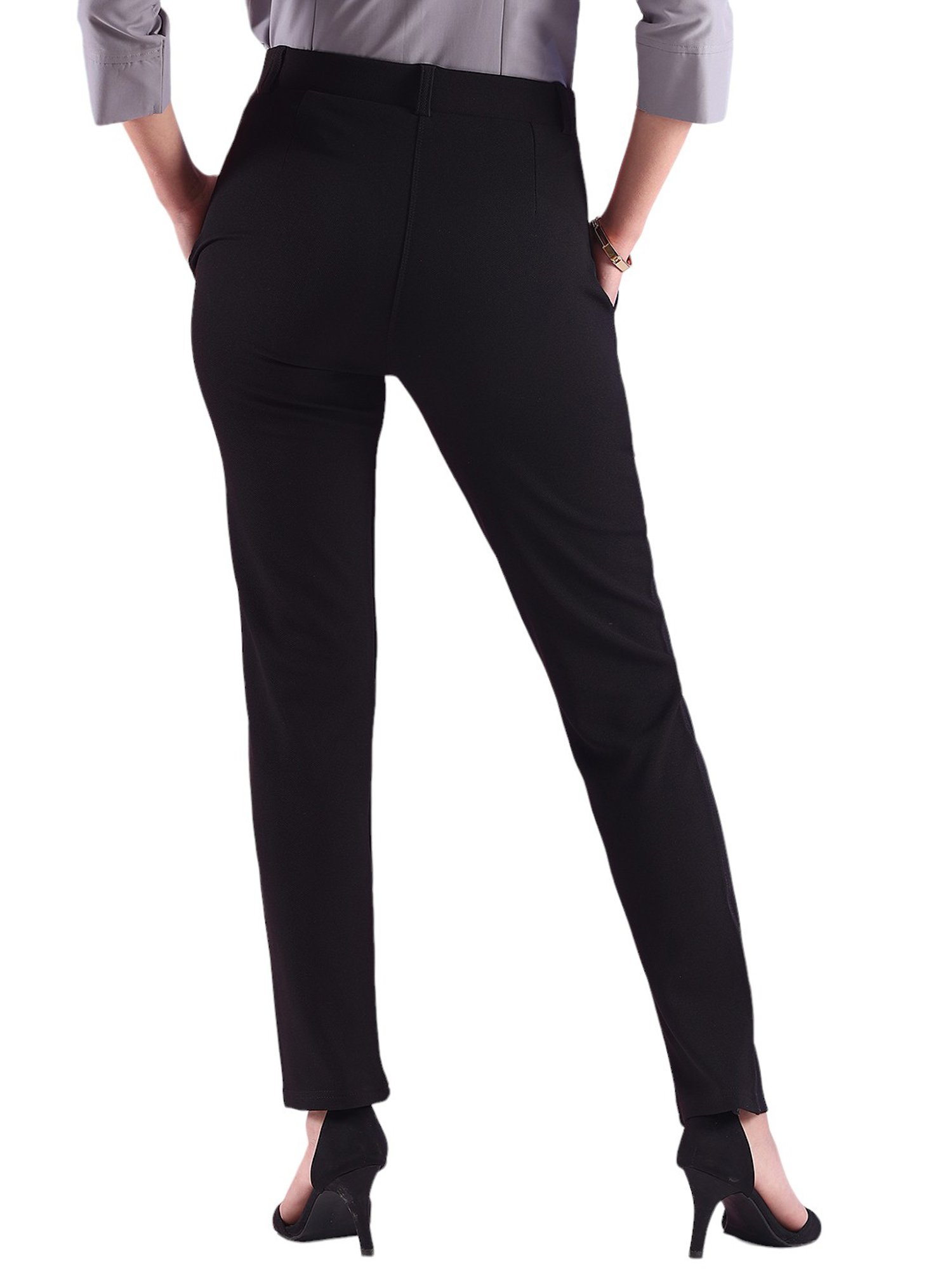 FITHUB Black Slim Fit High Rise Trousers