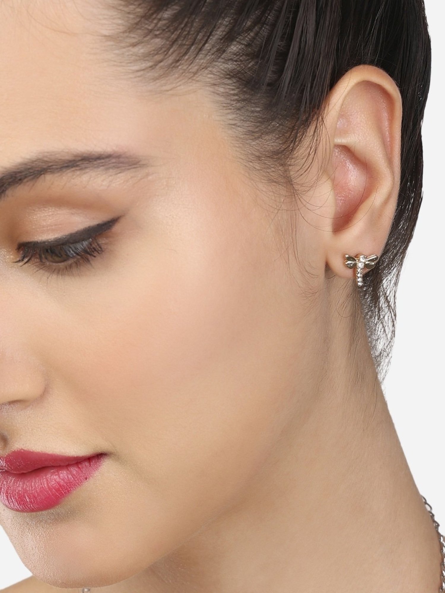 Zaveri Pearls Set of 25 Gold Tone Contemporary Studs & Drop Earrings-ZPFK15137