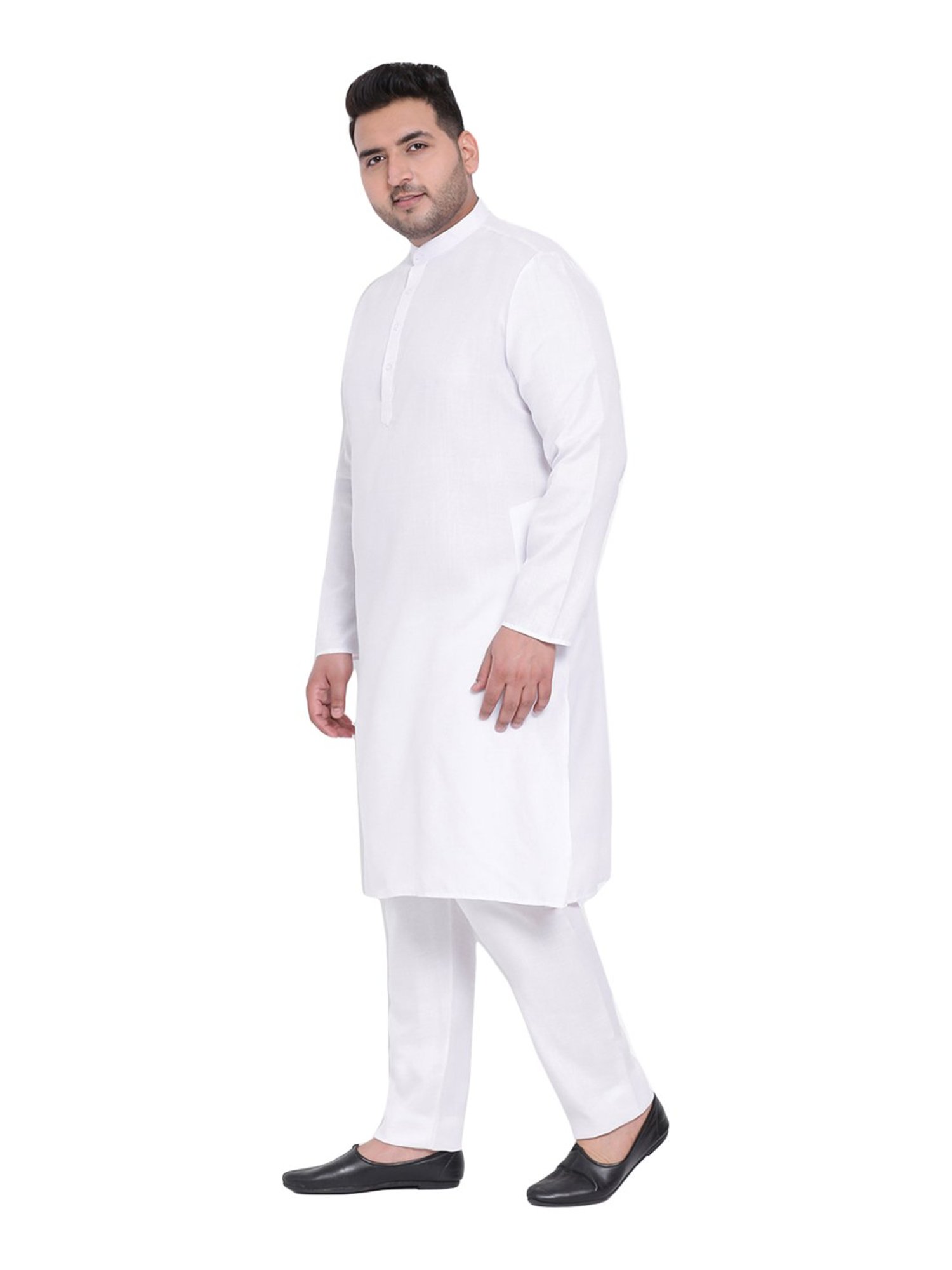 Hangup White Cotton Linen Regular Fit Kurta Bottom Set