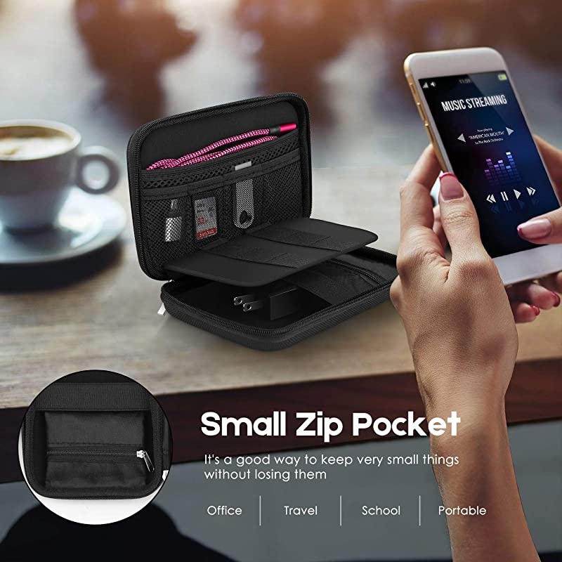 Small Electronic Organizer Portable Storage Hard EVA Bag Universal Travel Electronics Accessories Protective Bag for Cable Hard Drives Tech Gears SD Card USB Phone Accessories and More