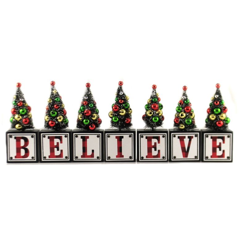 Christmas 5.0" Believe Blocks Decorated Trees  -  Decorative Figurines