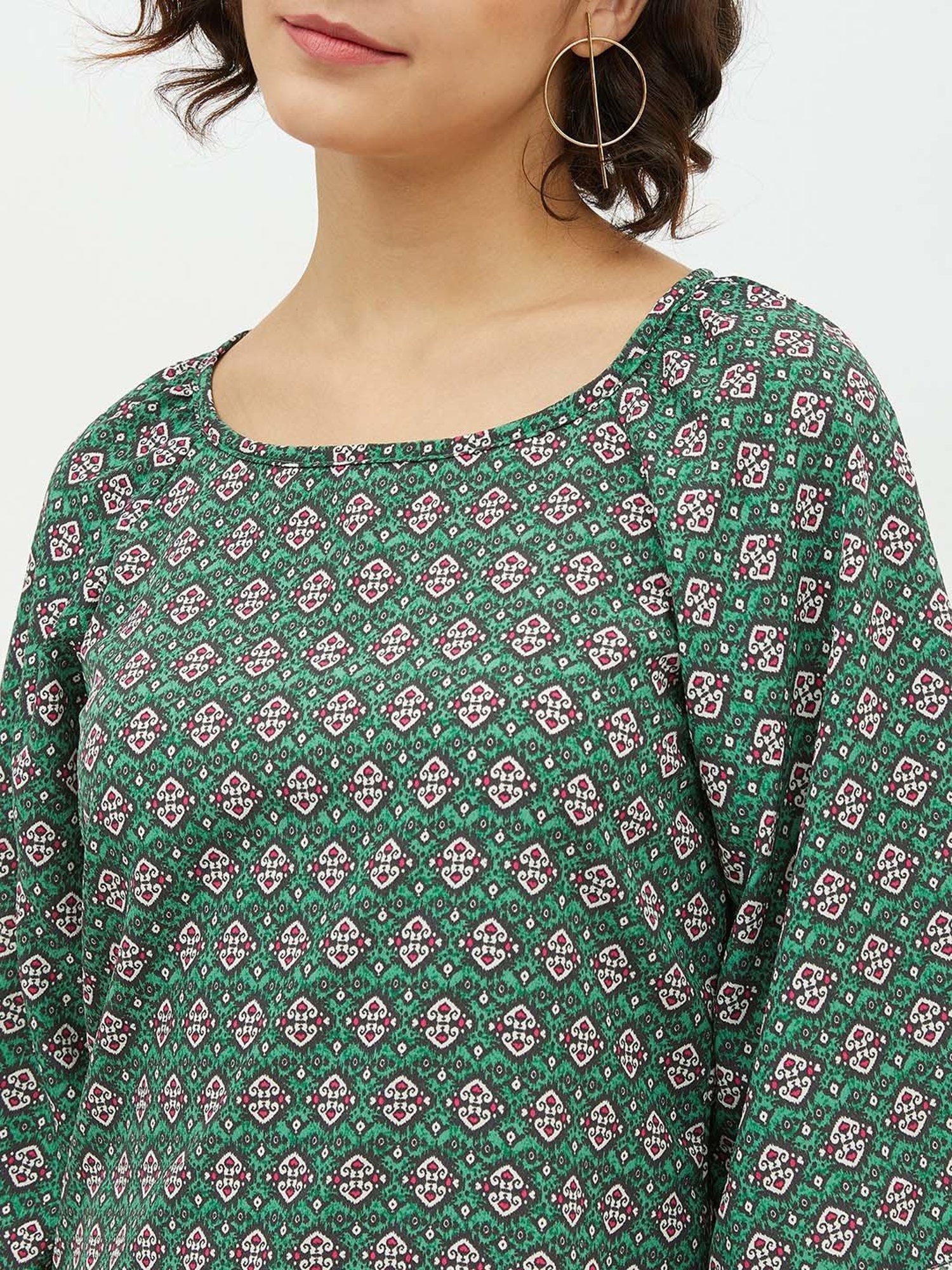 StyleStone Green Printed A-Line Top