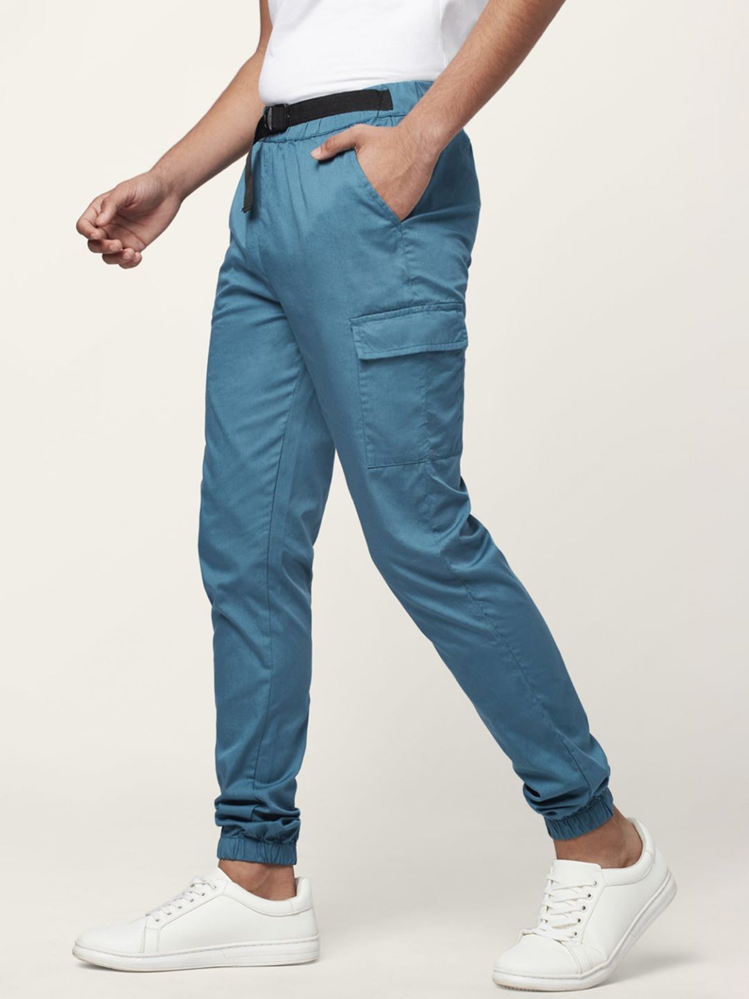 Coolsters by Pantaloons Kids Teal Blue Cotton Regular Fit Joggers