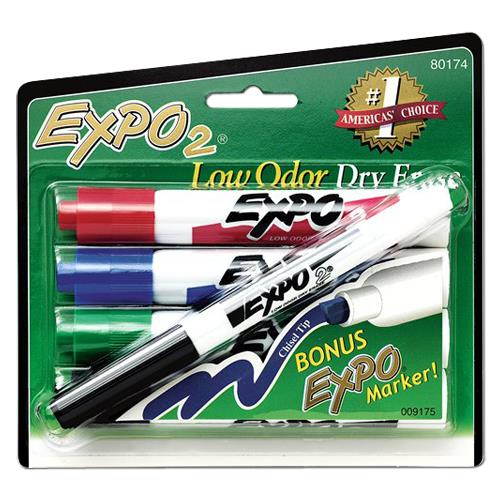 SANFORD 80174 EXPO 2 CHISEL TIP 4 COLOR SET CARDED