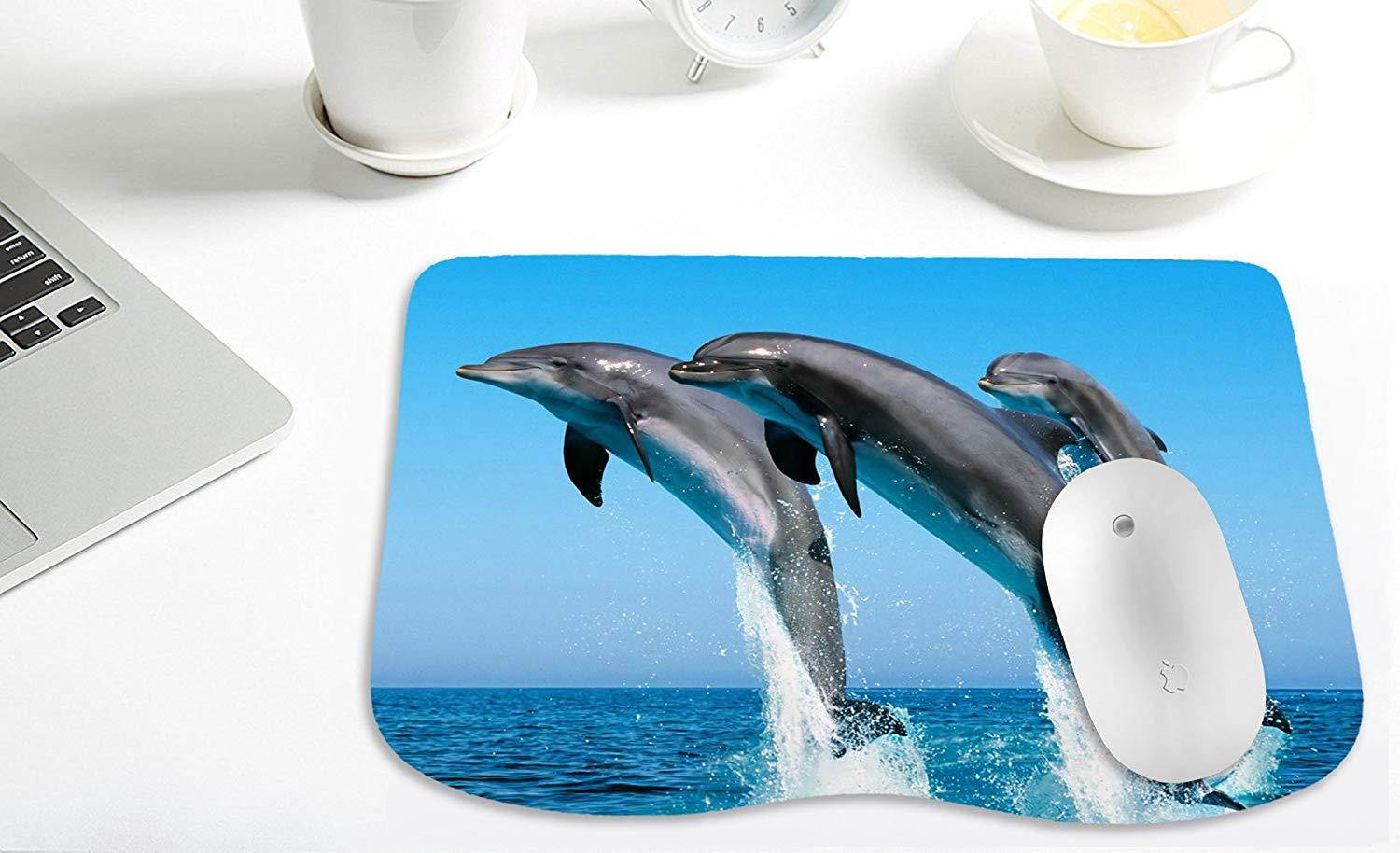 Abili Cute Dolphins Jumping In The Ocean Curve mosue pad Non-slip mouse pad Gaming mouse pad
