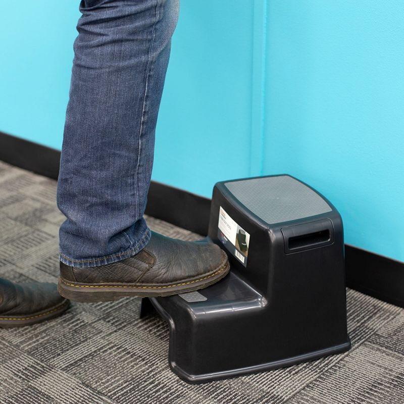 Home Basics 2 Step Plastic Stool with Slip-Resistant Rubber Top and Easy Grip Handles