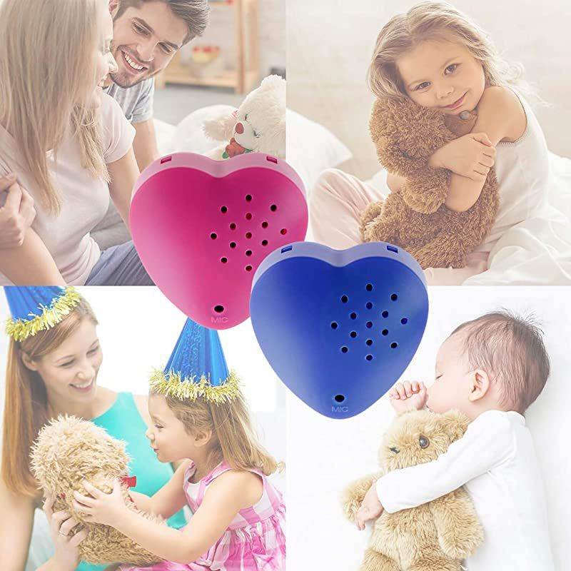 2 Pack,  30 Second Voice Sound Recorder Module for Plush Toy, Stuffed Teddy Bear Animal Recordable Heart, Record Custom Messages (Pink/Blue)
