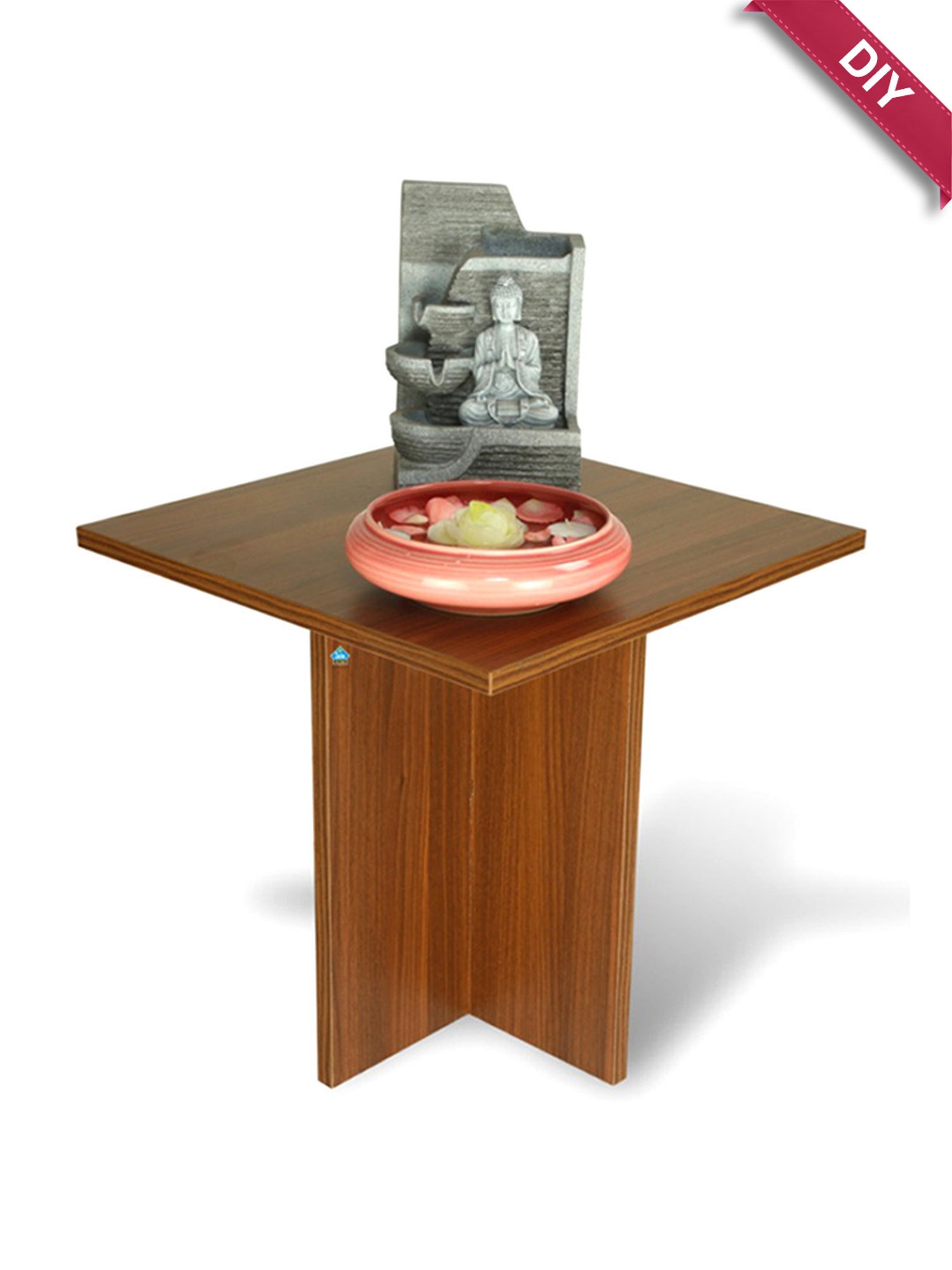 Delite Kom Pine Acacia Dark Engineered Wood Side Table