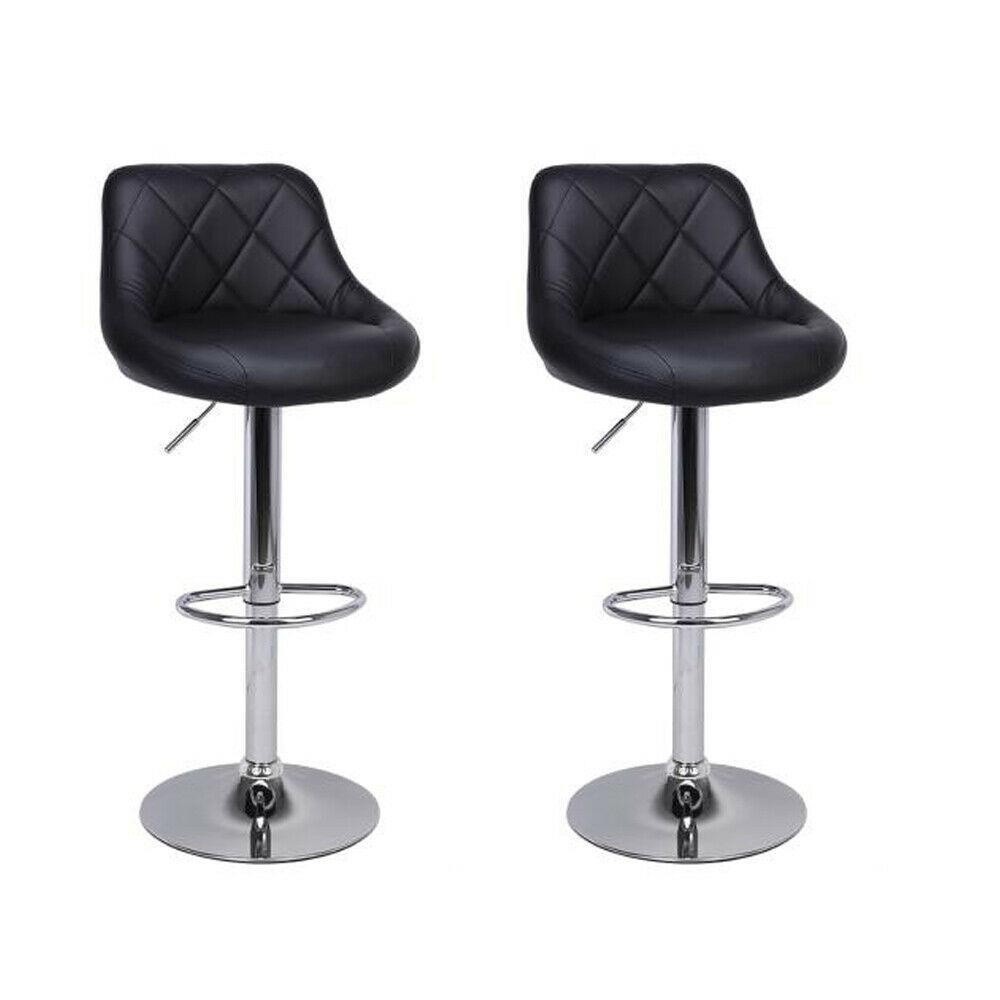 2PCS Bar Stools PU Leather Hydraulic Swivel Pub Chair Barstool Black/White