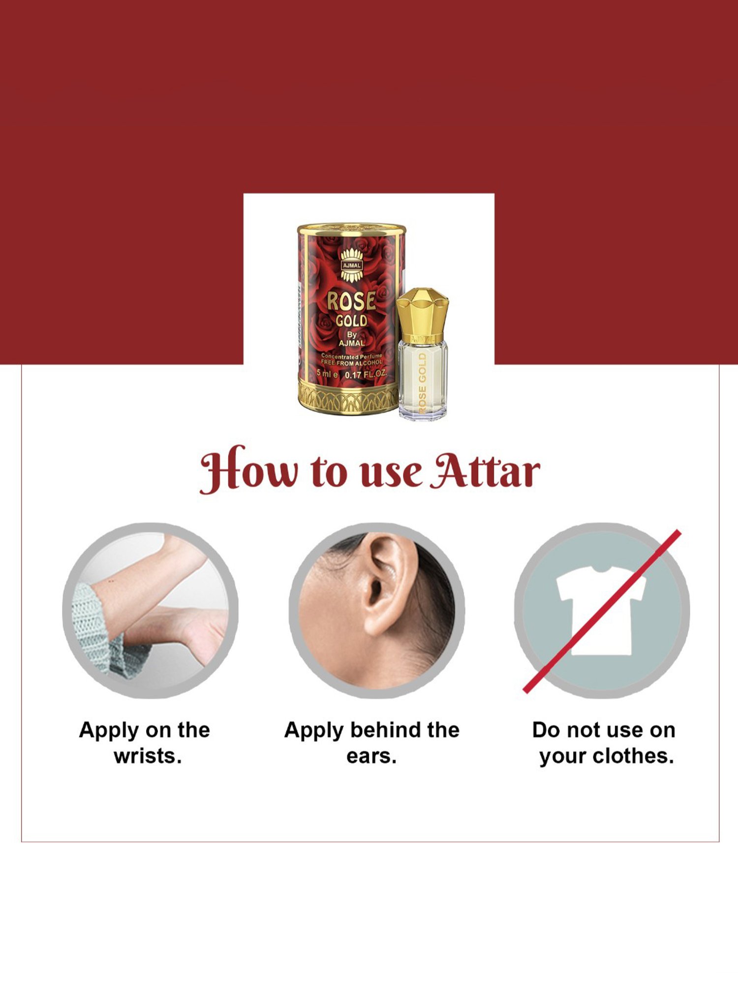 Ajmal Rose Gold Concentrated Perfume for Unisex  - 5 ml