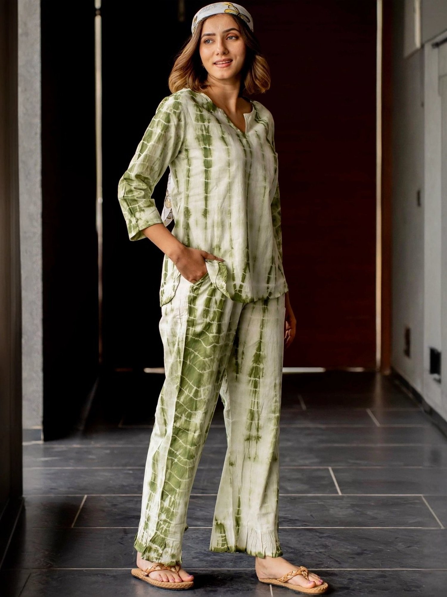 MIRCHI FASHION Green Cotton Printed Top Pant Set