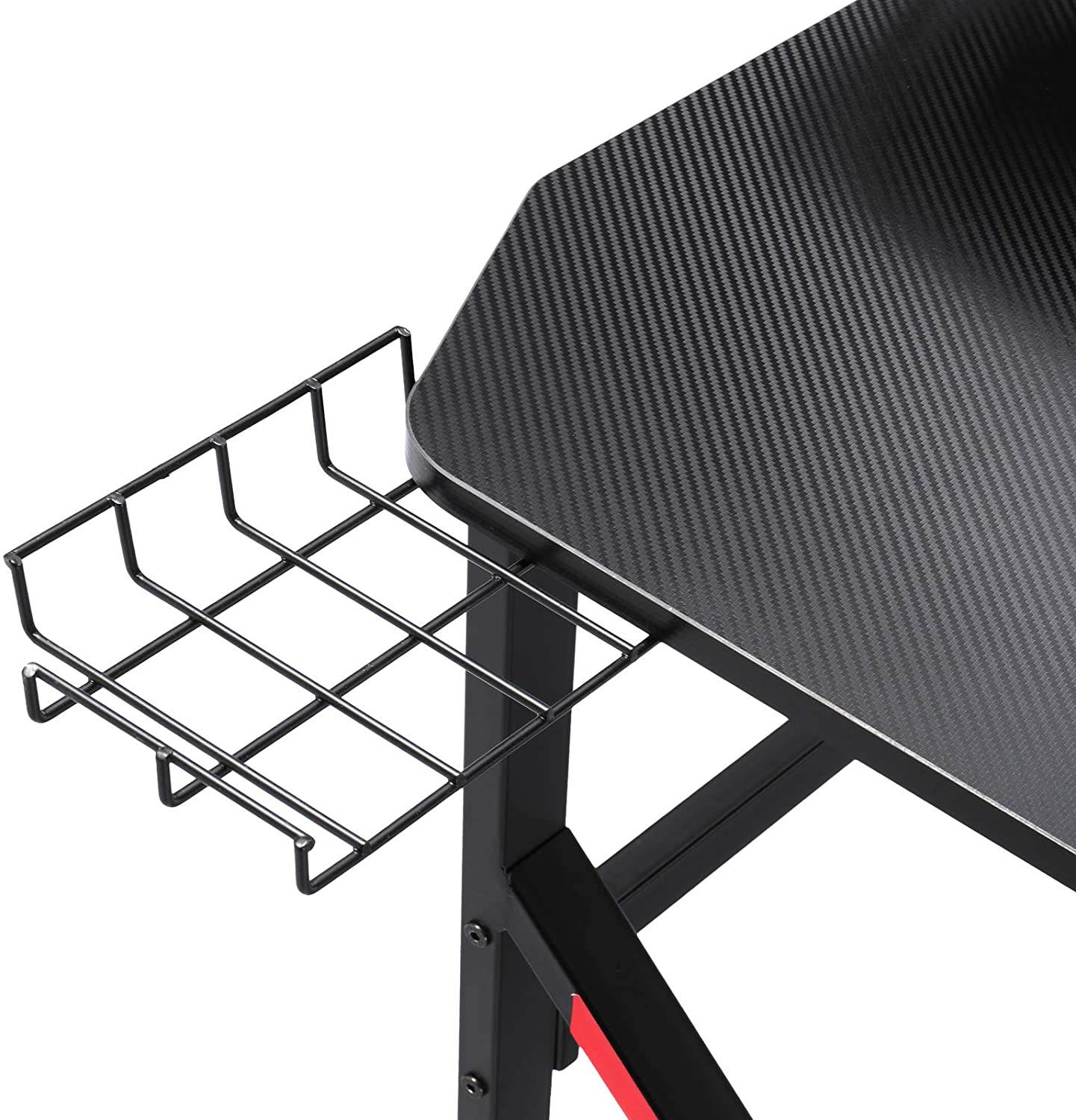 Gaming Desk 39 Inch Computer Desk Gaming Table K Shaped Pc Gaming Workstation Home Office Desk with Headphone/CD Holder, Gaming Controller Rrack,Black