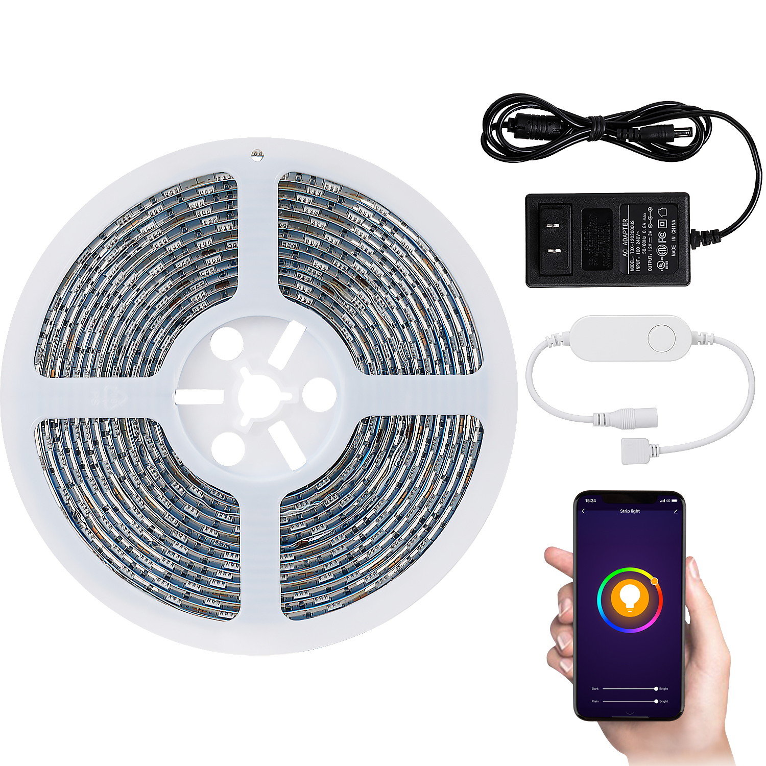 TORCHSTAR 16.4 ft 300LEDs Smart Wifi LED Strip Lights, Waterproof Dimmable Tape Lights, WiFi Remote APP Controlled 5050 RGB Rope Lights, Color Changing Cuttable LED Lighting Kit for Party, Holiday