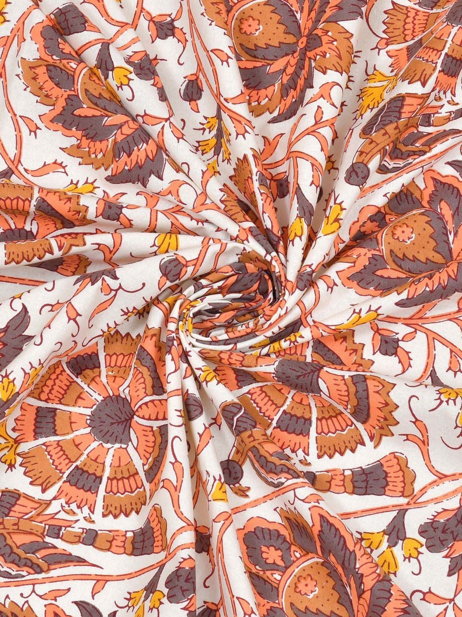 Aapno Rajasthan Rajwada Rosewood Orange & White Cotton 140 GSM Double Bedsheet With 2 Pillow Cover