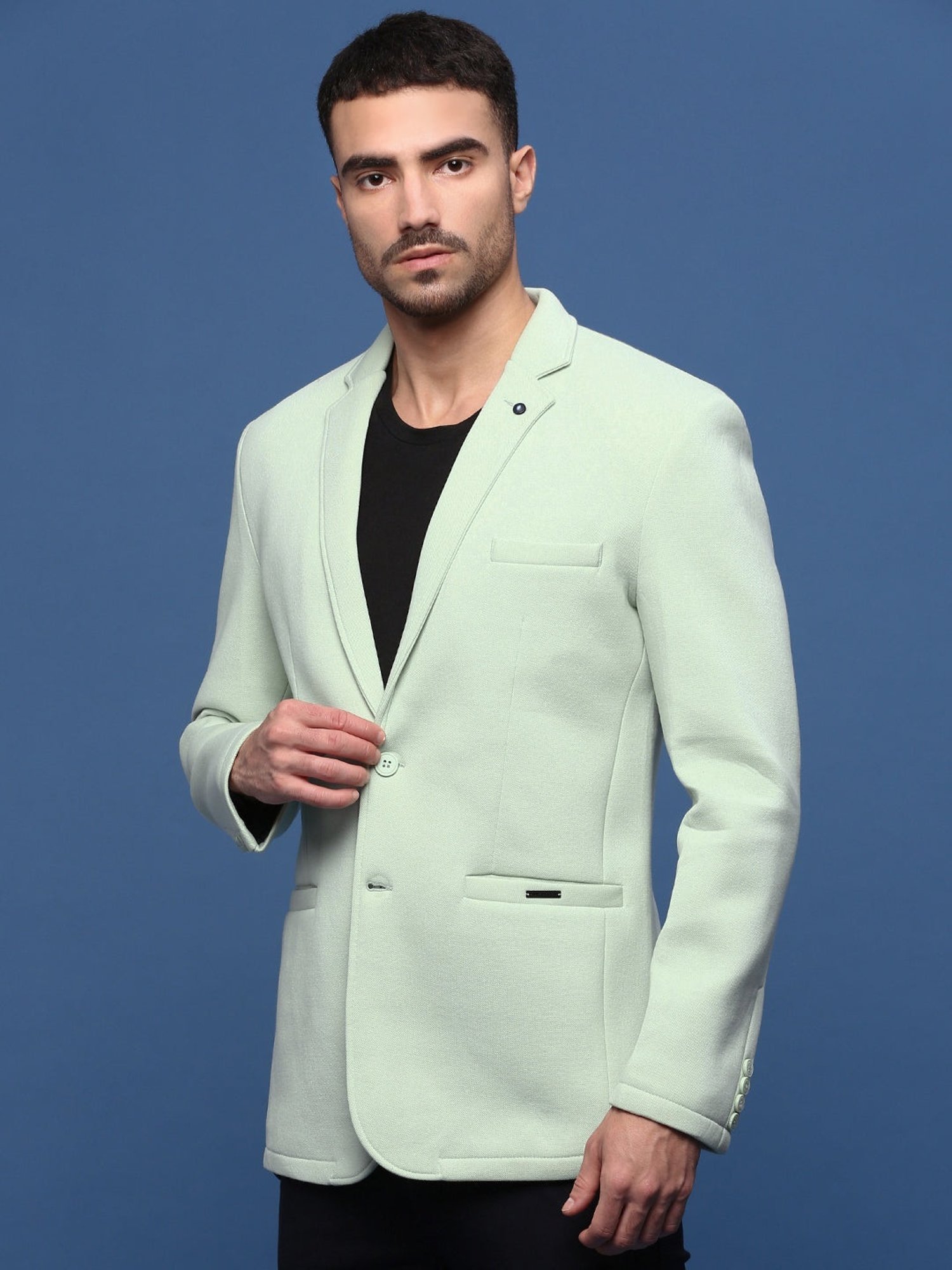 Louis Philippe Light Blue Regular Fit Blazer