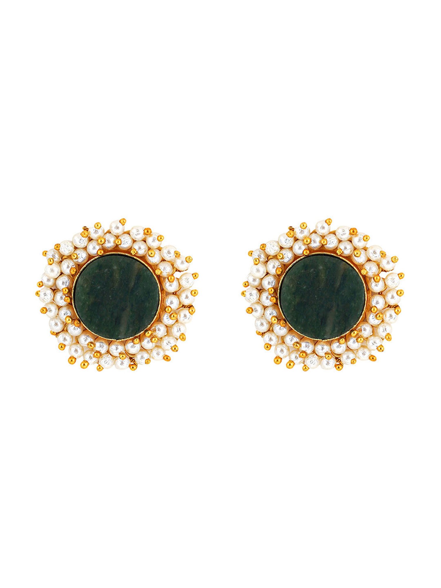 Teejh Roop Green Druzy Stone Stud Earrings
