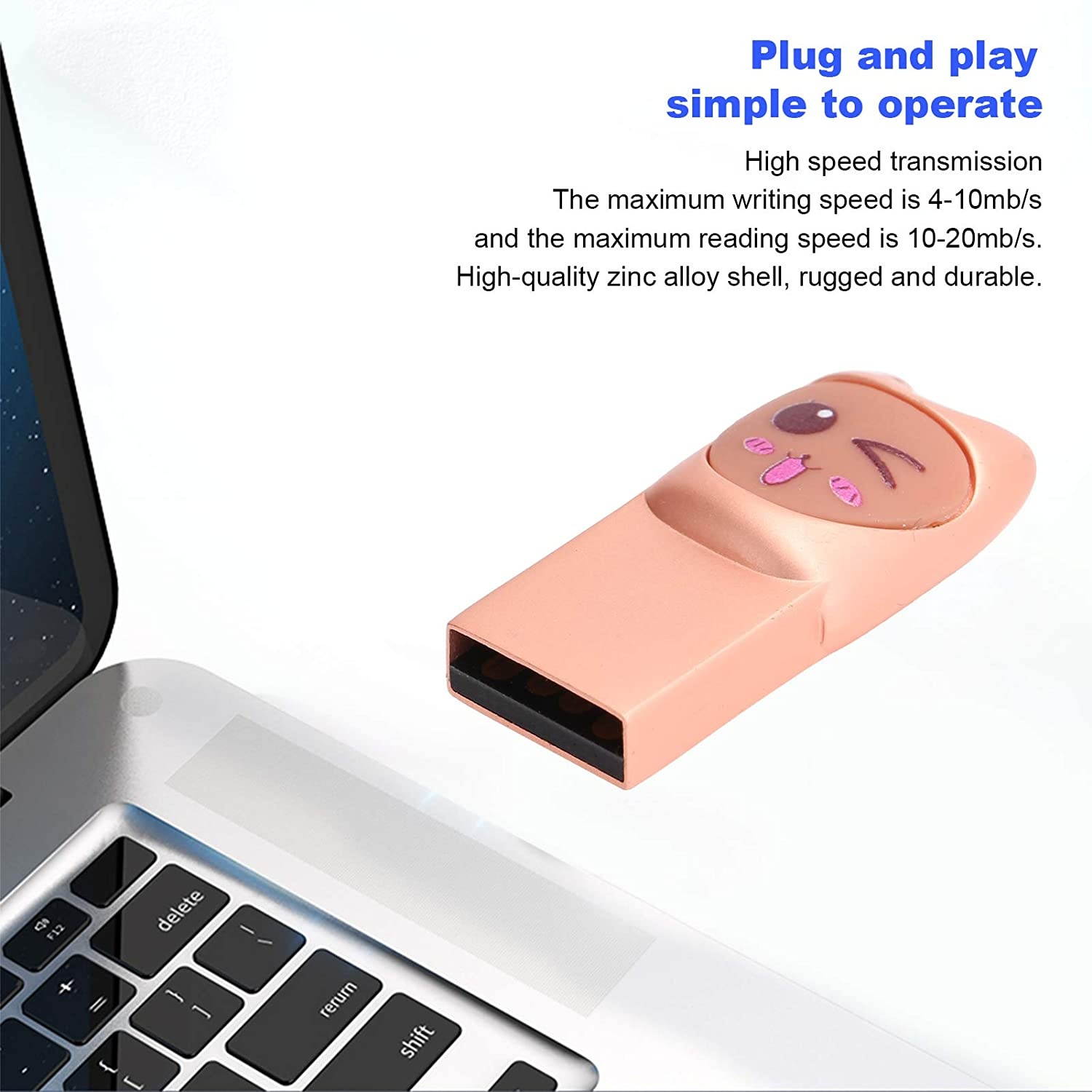 01 U Disk, USB Pen Drive USB Flash Drive USB Memory Stick Waterproof Cartoon with Hanging for(Mengmei-Rose Gold, 32GB)