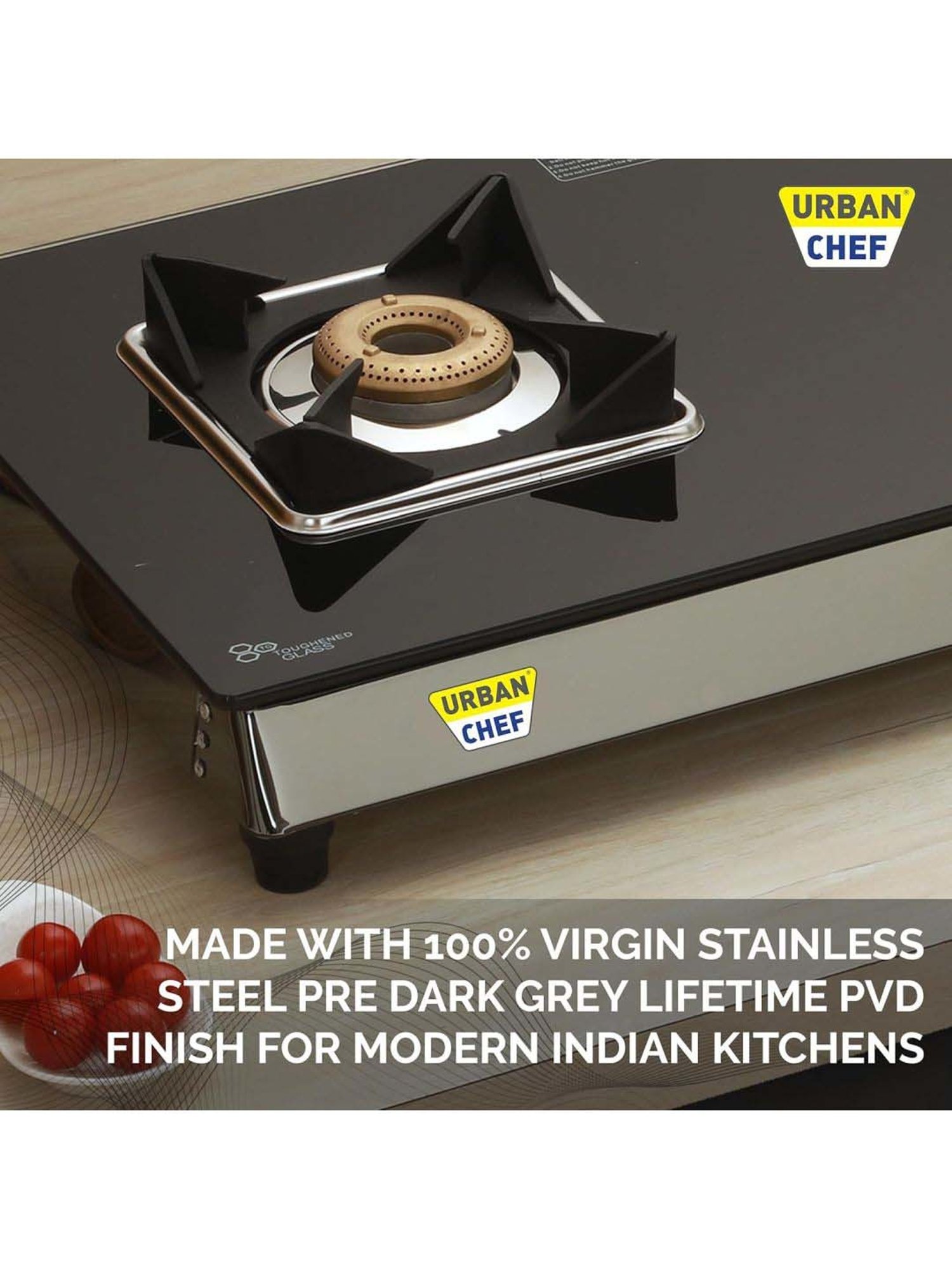 Urban Chef Gas Stove with 2 Burners ( Black )