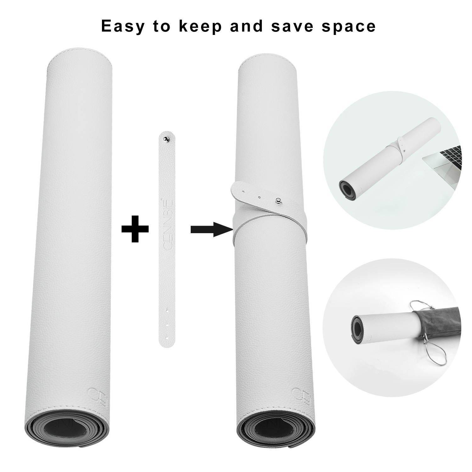 CENNBIE Extended Leather Gaming Mouse Pad/Mat, Large Office Writing Desk Computer Leather Mat Mousepad,Waterproof 35.5"x15.5"(White)