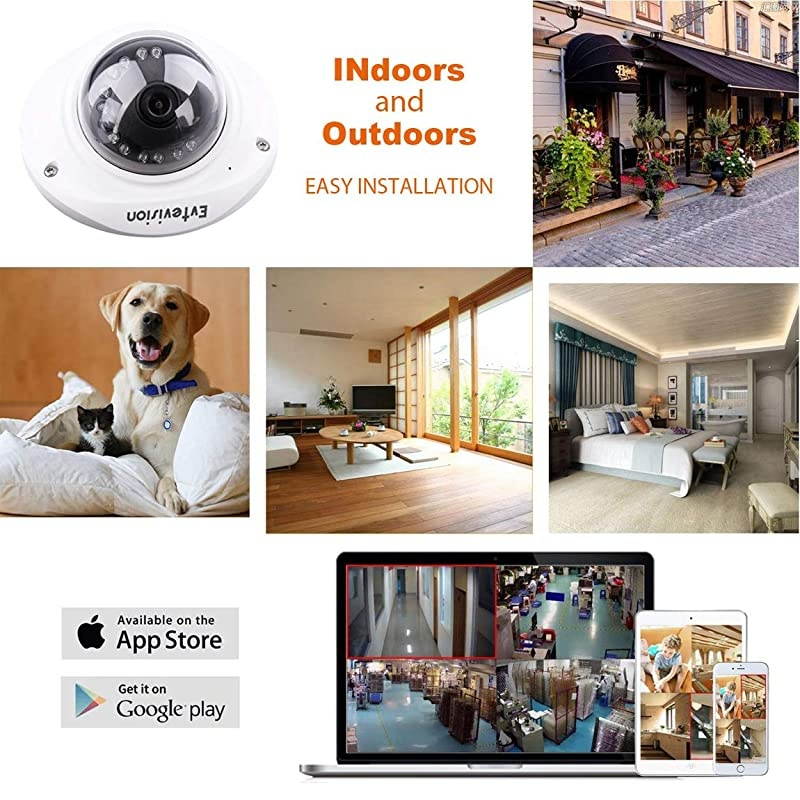 Security IP Camera, 2MP 1080P POE(Power Over Ethernet) IP Camera, Home Surveillance Metal Dome Indoor Outdoor Network CCTV Cameras,P2P Cloud, Motion Detection, 24 IR LEDs 20M Night Vision