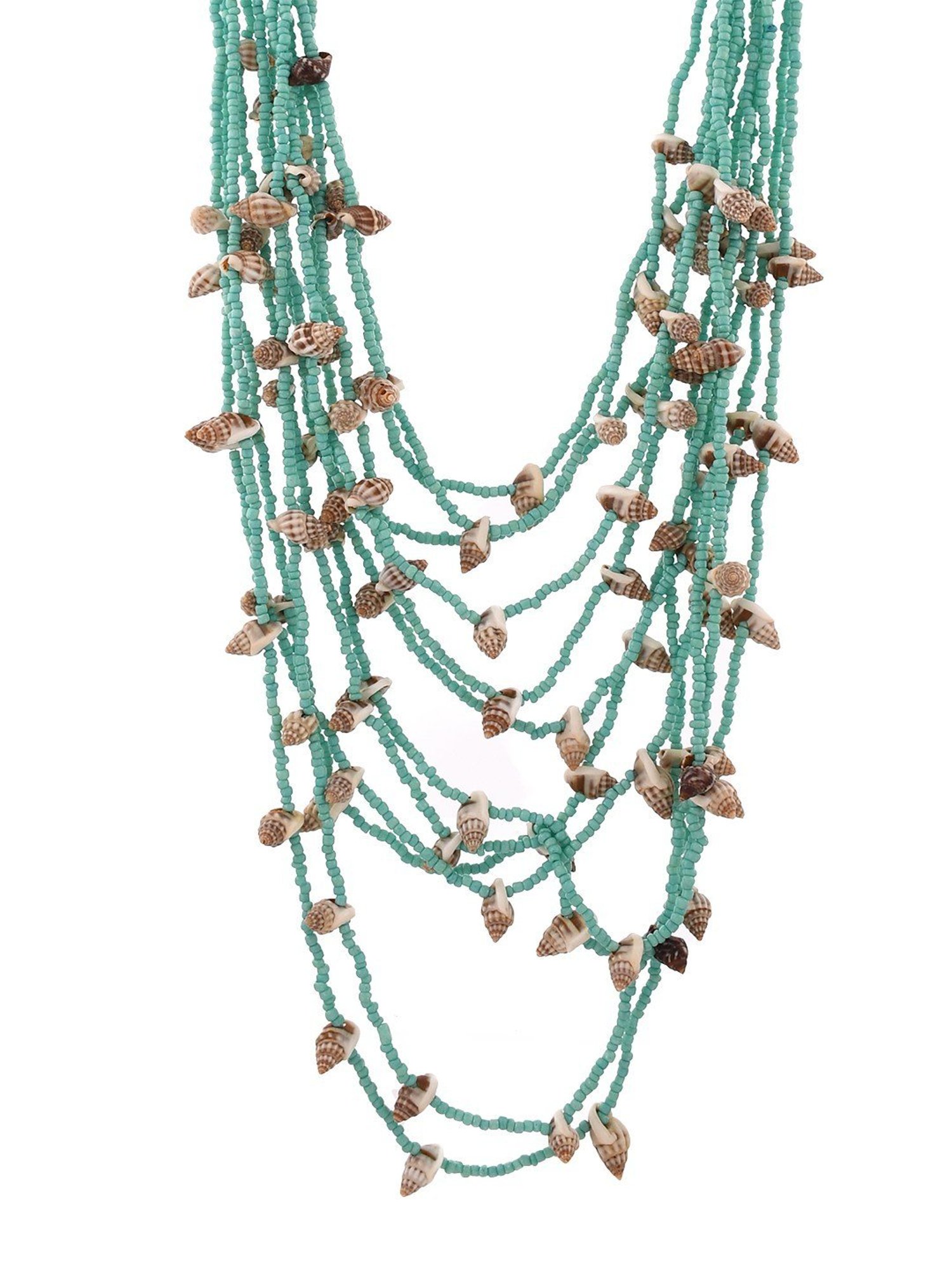 Imli Street Green Long Beaded Handcrafted Tribal Necklace