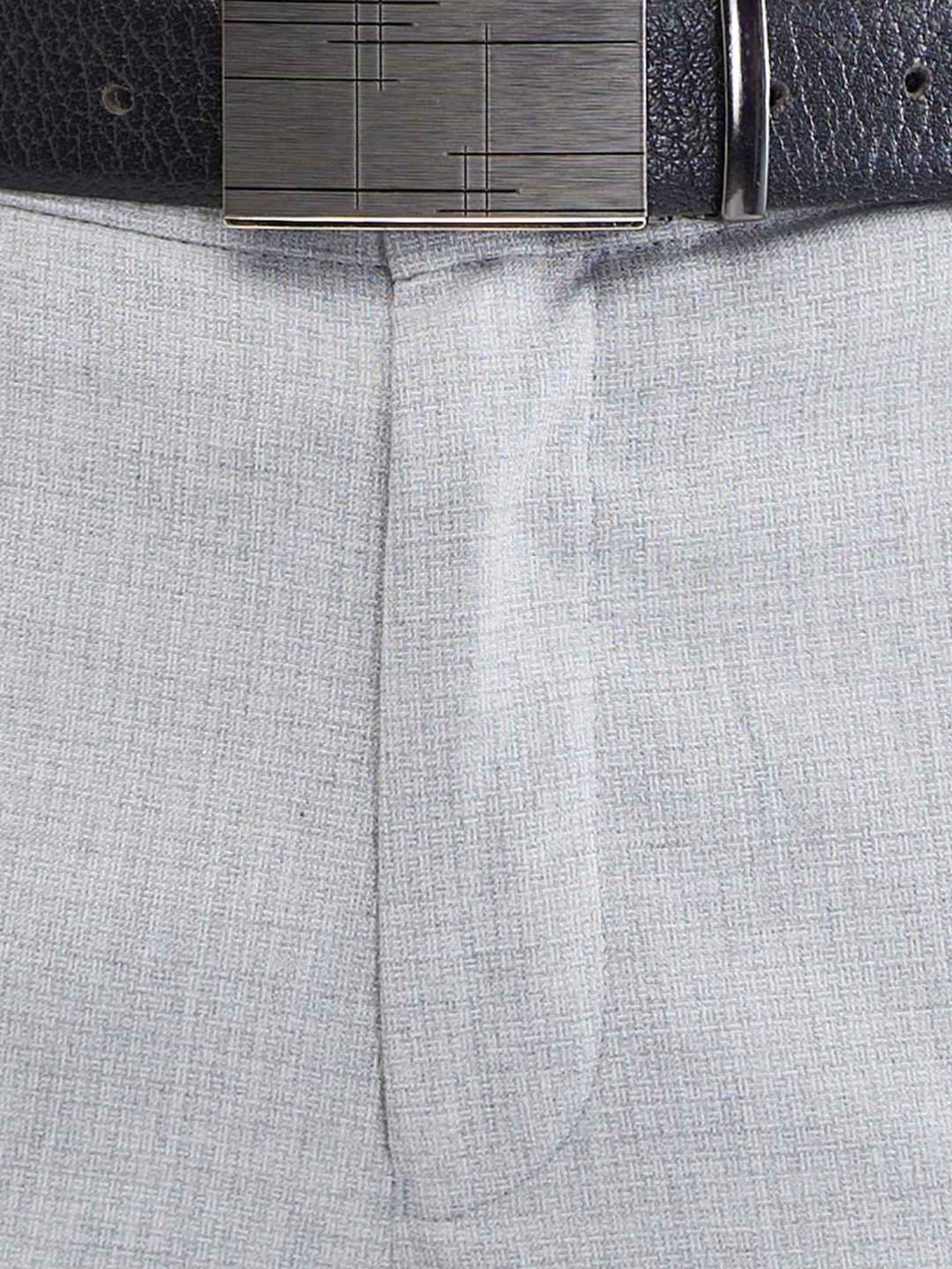 Raymond Grey Slim Fit Self Pattern Trousers