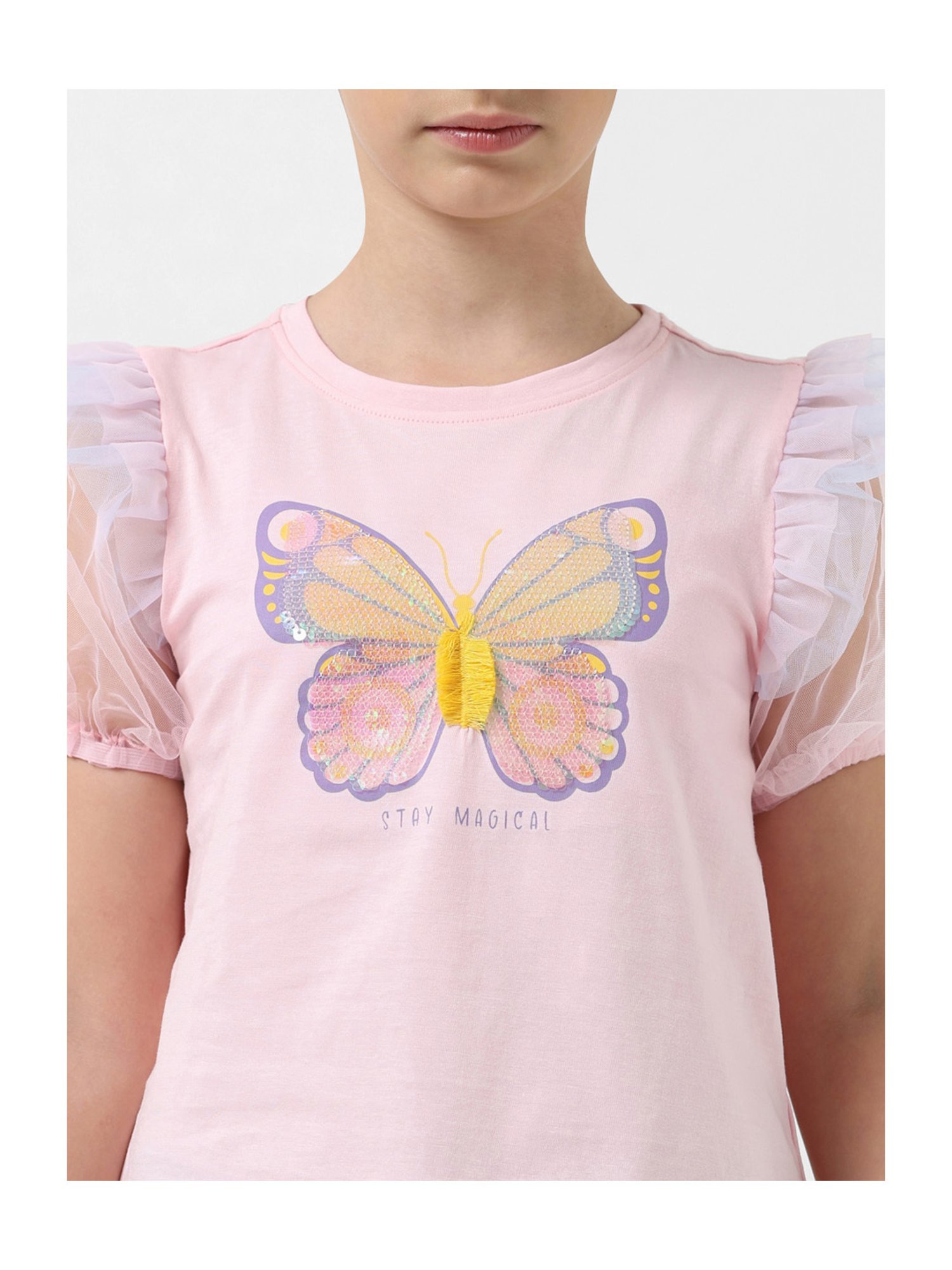 VERO MODA GIRL Pink Embellished Top