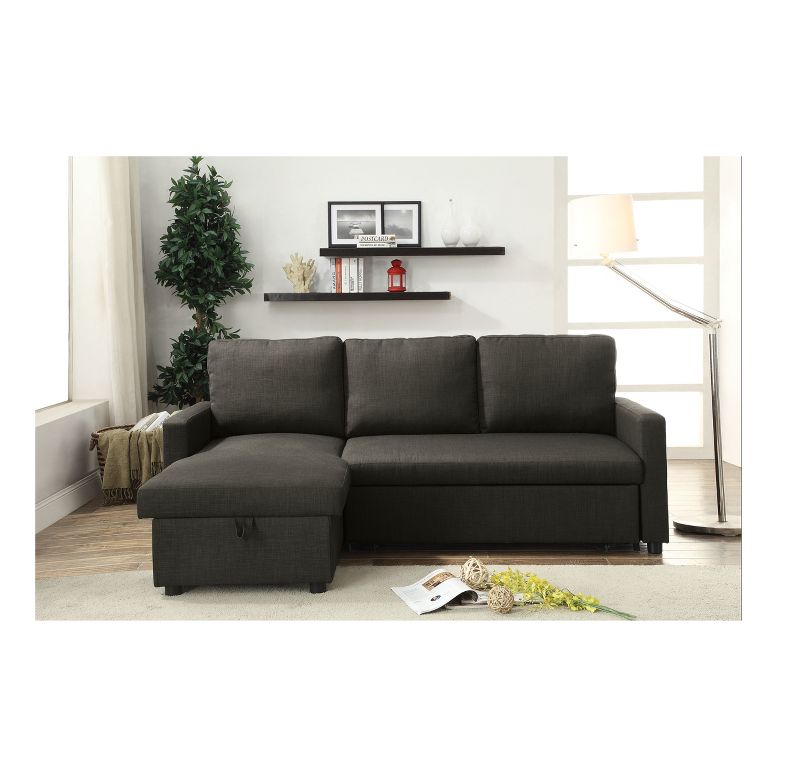 Hiltons Sectional Sofa with Sleeper Charcoal - Acme Furniture