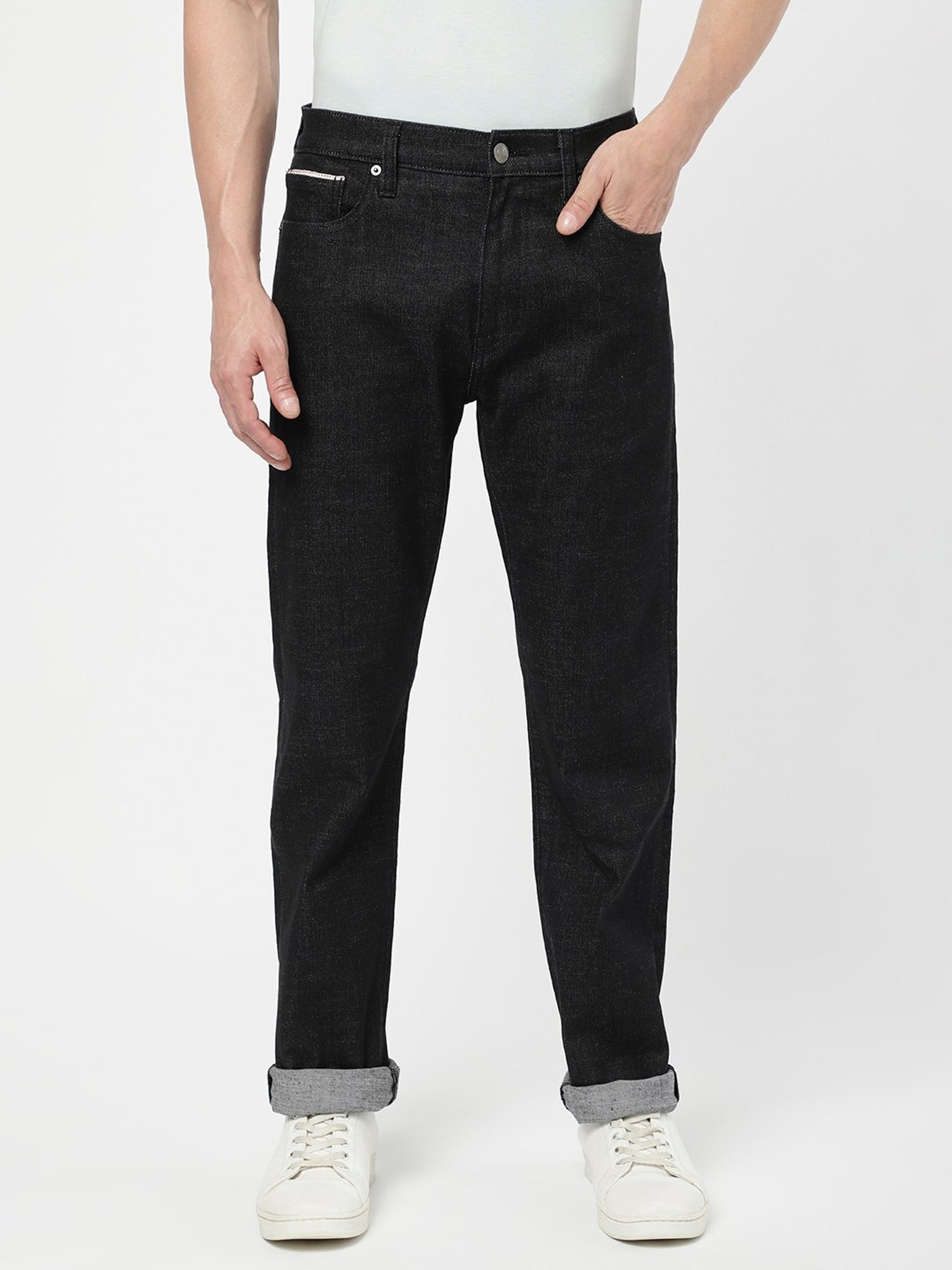 Passion Black Regular Fit Lightly Washed Jeans
