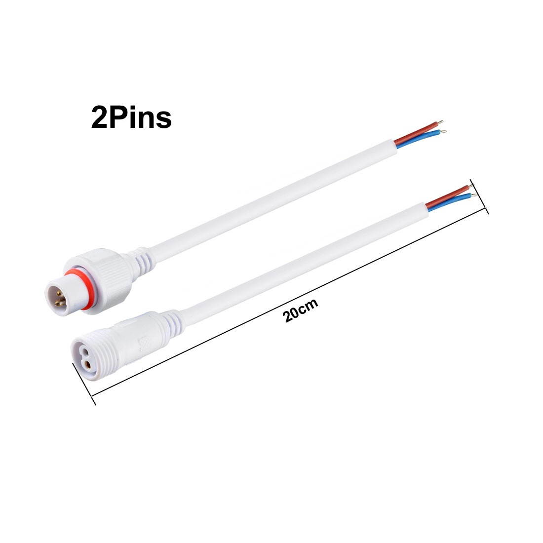 Male Female 2P LED Strips Light Waterproof Connector Cable White