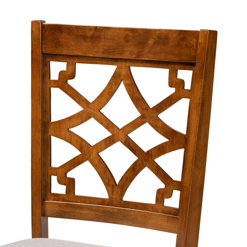 2pc Mael Fabric Upholstered and Wood Dining Chair Set Gray/Brown - Baxton Studio