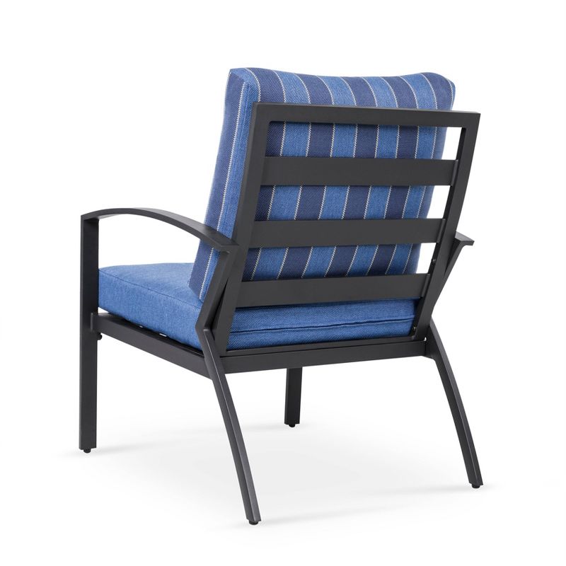 4pc Outdoor Aluminum Fire Pit Sofa Set Black & Blue - Nuu Garden