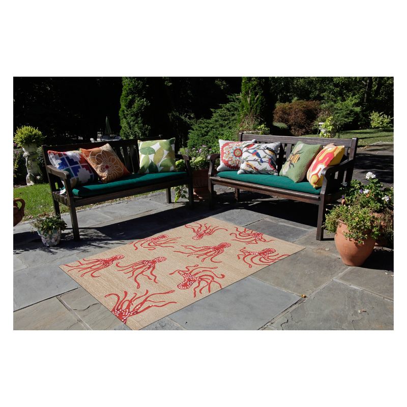 3'6"X5'6" Fish Accent Rug Coral - Liora Manne