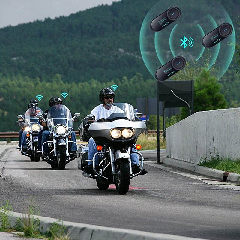 2 pcs Hard Mic Bluetooth Helmet Communication kit Intercom Systems for Motorcycle LCD Screen 800M TwoWay Handsfree Bluetooth Interphone Intercom Headset with FM Radio Waterproof