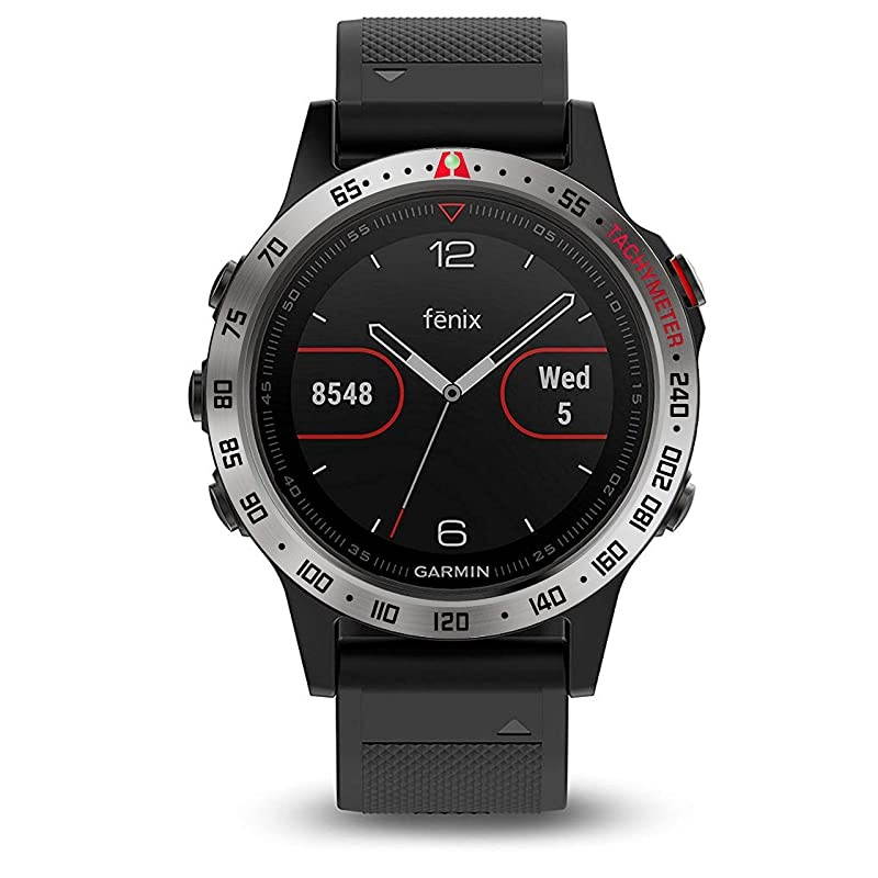 Stainless Steel Bezel Ring Compatiable with Garmin Fenix 5/5 Plus Bezel Ring Adhesive Cover Anti Scratch & Collision Protector for Garmin Watch Accessory (Black- Not Fit Fenix 5X / 5S)