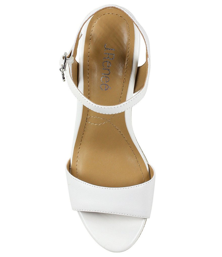 J. Renee Triella Leather Toucan Embroidered Platform Wedge Sandals