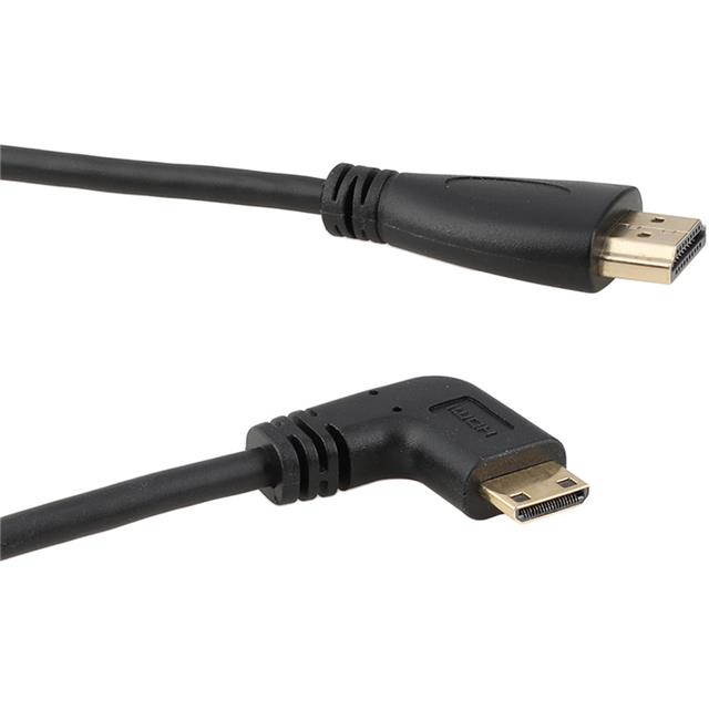 CAMVATE Right-Angle Mini HDMI to HDMI Coiled Cable, 12" to 79" #C2402