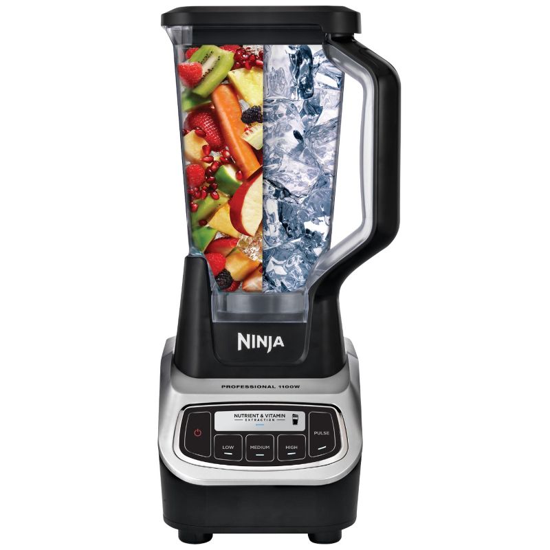 Ninja Professional Blender and Nutri Ninja Cups Health Smoothie Vitamin Extractor, Gray (Certified Refurbished)