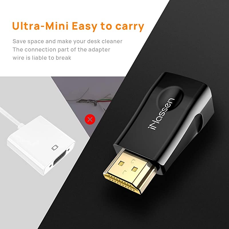 Hdmi to Vga Adapter, Hdmi to Vga Adapter Converter Gold-Plated Hdmi Male to Vga Female Adapter Converter Dongle for PC, DVD, Desktop, Laptop, and Other HDMI Input Devices