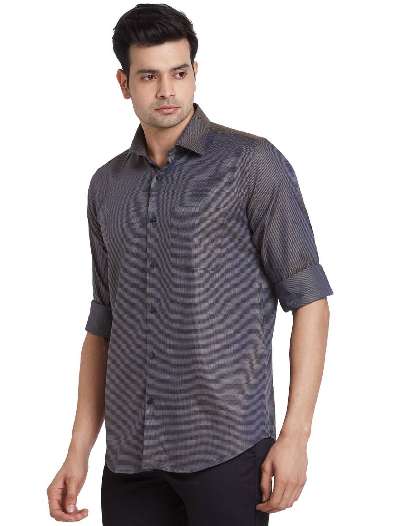 Raymond Brown Cotton Contemporary Fit Texture Shirt