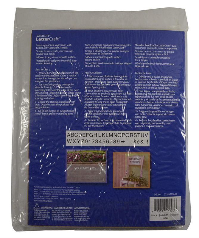 Westcott LetterCraft 8" Capital Letters and Numbers Oil Board Stencil Kit