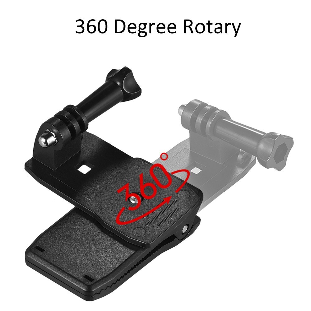 Backpack Strap Cap Clip Mount 360 Degree Rotary Clamp Arm for GoPro Hero 7/6/5/4/3+ for Xiaomi Yi Lite 4K + Action Camera