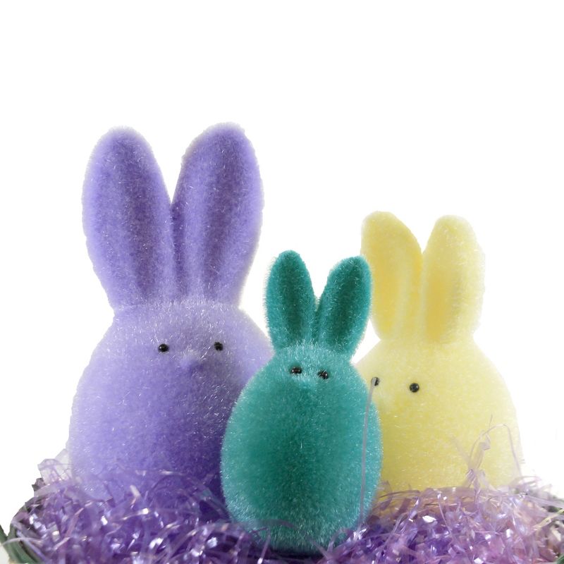 Easter 7.5" Flocked Bunny Family Set / 3. Rabbit Fuzzy Decorv Decoration  -  Decorative Figurines