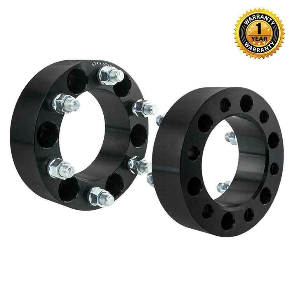 2pc 2.0 inch| 6x5.5 to 6x5.5 |For Chevy  GMC Black Wheel Spacers | 14x1.5 studs